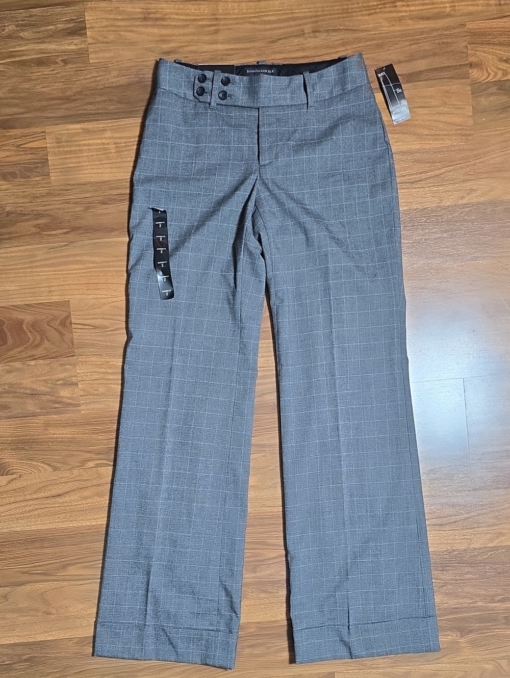 Banana Republic NWT Jackson Fit Grey Windowpane Plaid Career Work Pants